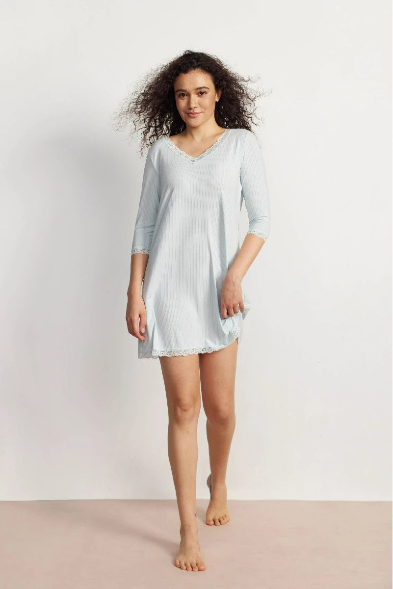 White Label Bamboo Ribbed 3/4 Nightgown Factory