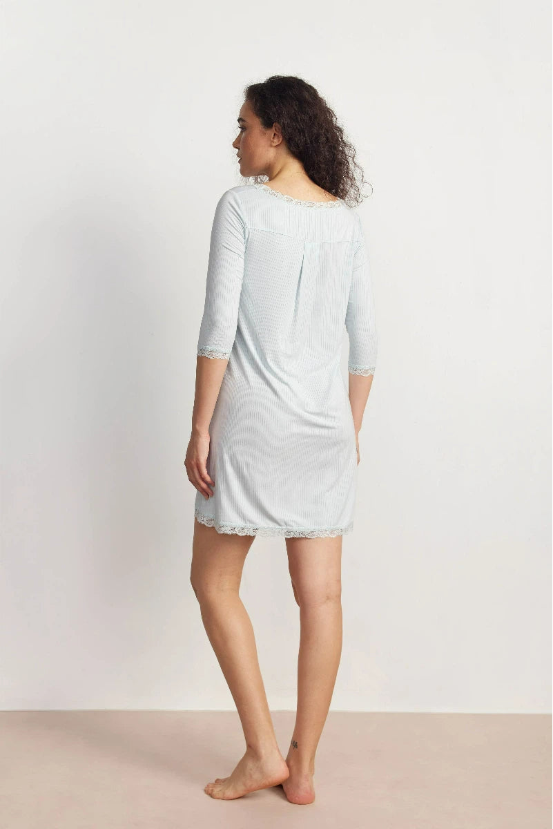 White Label Bamboo Ribbed 3/4 Nightgown Factory