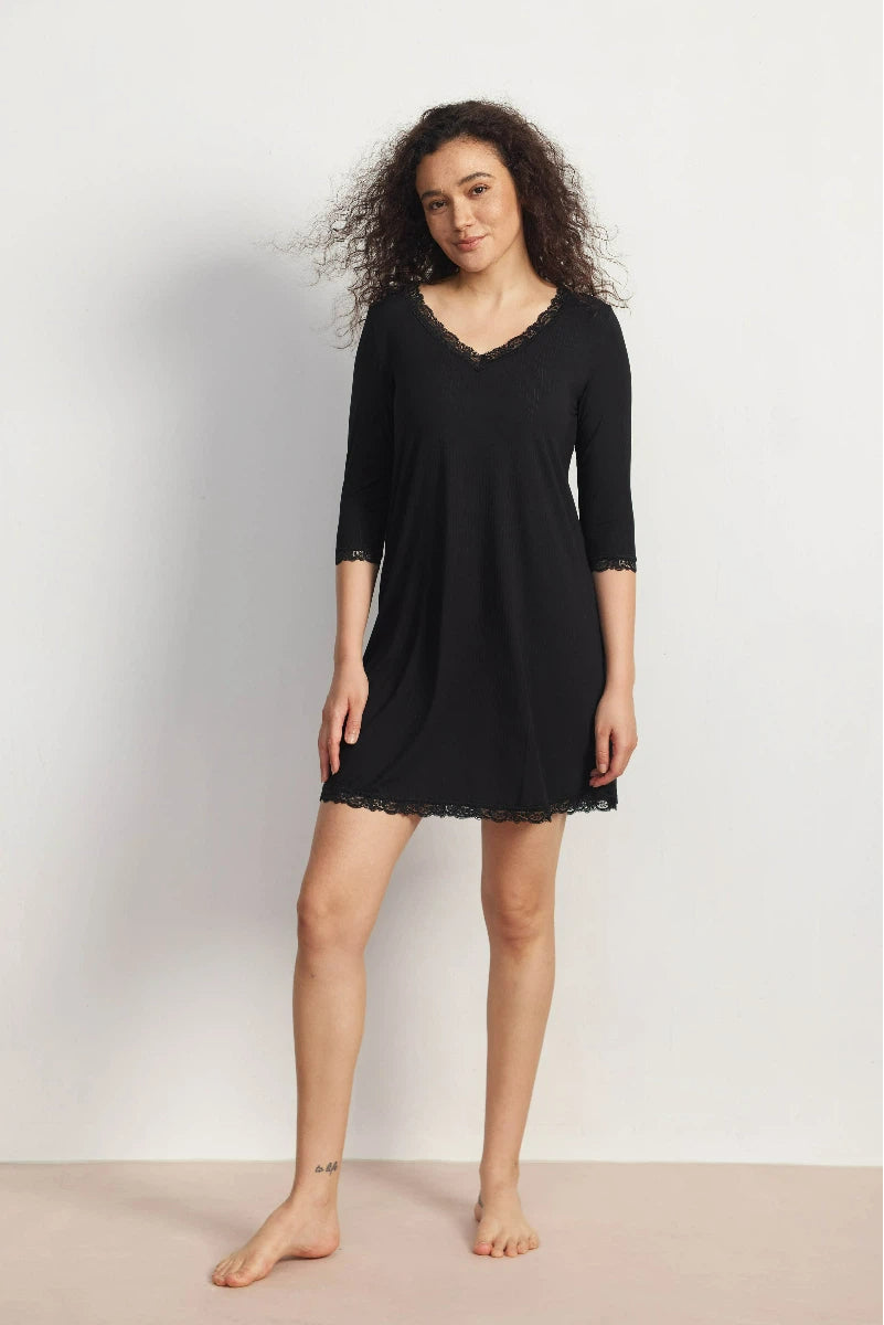 Custom Bamboo Ribbed 3/4 Nightgown Manufacturer