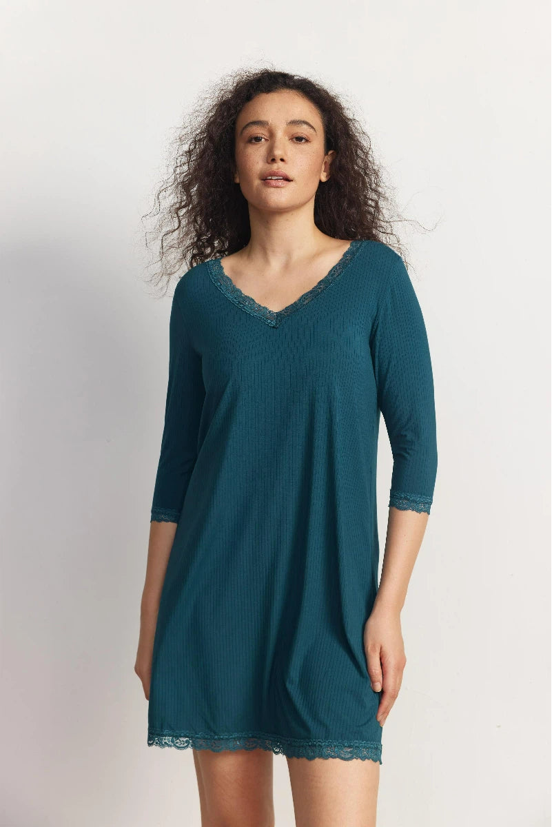 Bulk Bamboo Ribbed 3/4 Nightgown Supplier 