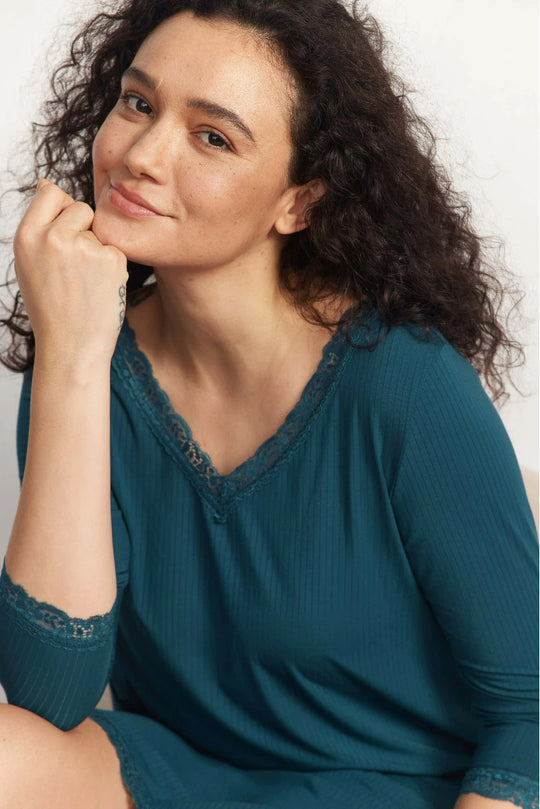 Bulk Bamboo Ribbed 3/4 Nightgown Supplier