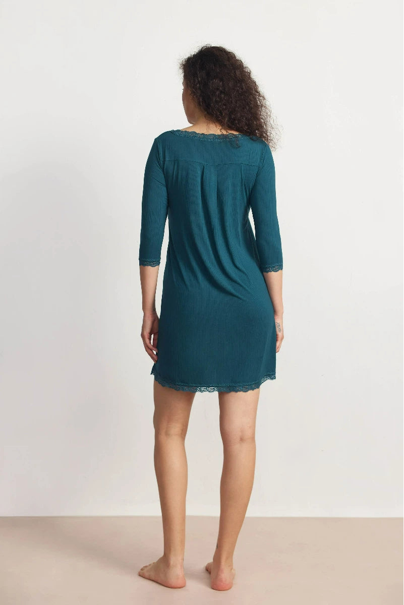 Bulk Bamboo Ribbed 3/4 Nightgown Supplier