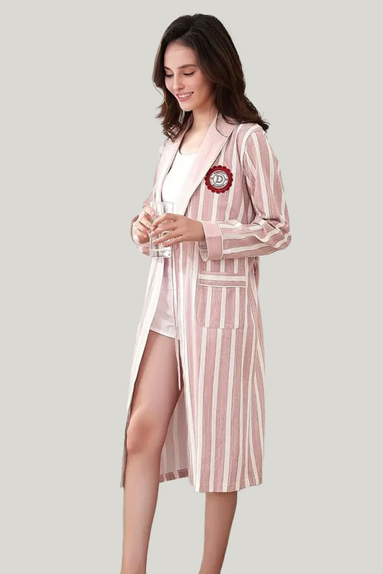 Comfortable And Breathable Women'S Robe, Housecoat Nightgown With Pocket & Belt
