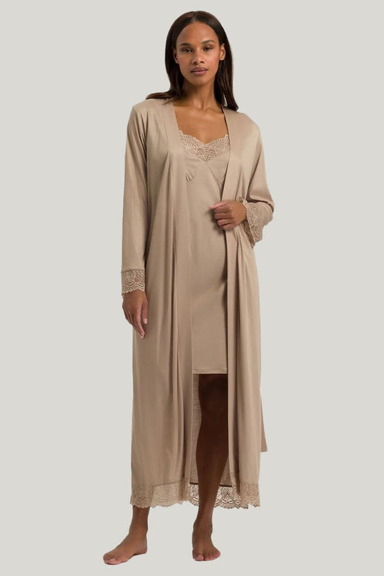 Skin-Friendly Solid Color Robe, Soft And Breathable Long Nightgown 2Pcs