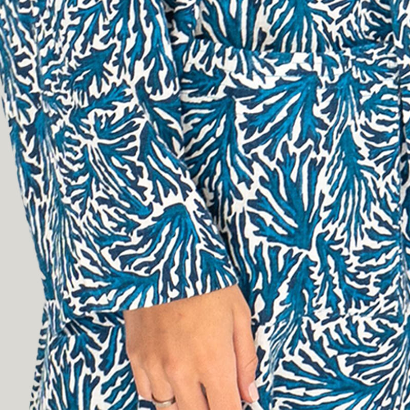 Soft And Comfortable Women'S Ladies Long Sleeve Robe And Pocket Belt Seaweed Pattern