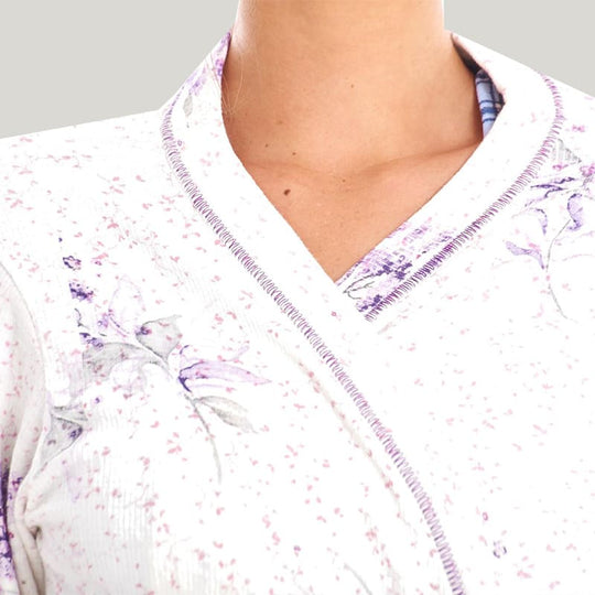 Soft Women'S Long Sleeve Robe With Pocket,Skin-Friendly Ribbed Sleepwear