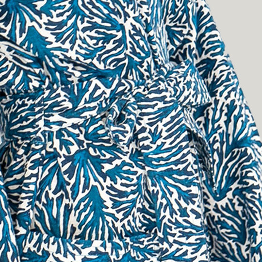 Soft And Comfortable Women'S Ladies Long Sleeve Robe And Pocket Belt Seaweed Pattern