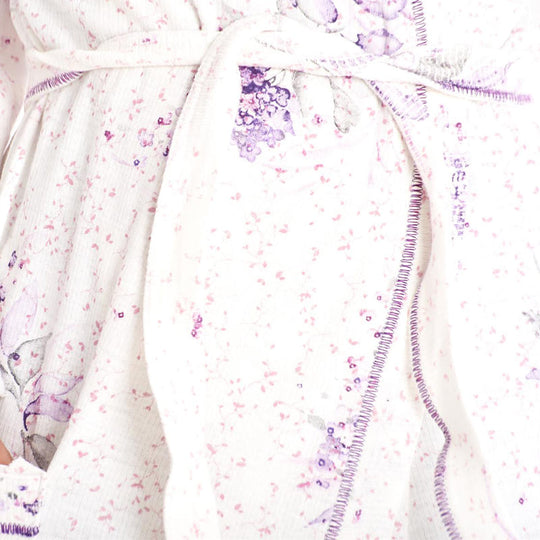 Soft Women'S Long Sleeve Robe With Pocket,Skin-Friendly Ribbed Sleepwear