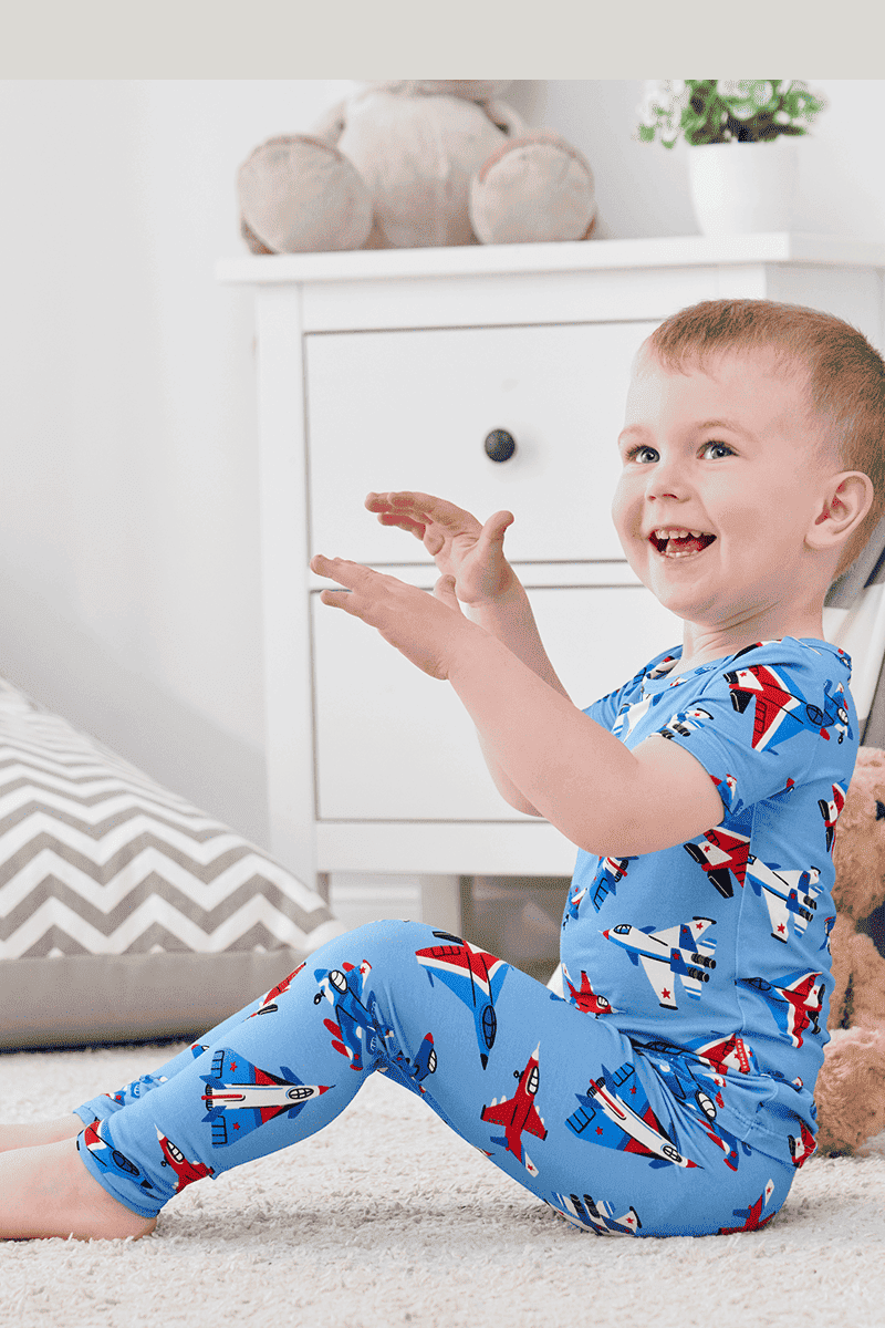 Custom Kids Bamboo T-Shirt, Short-Sleeved Long Pants Pajama Set Manufacturer-2416520103