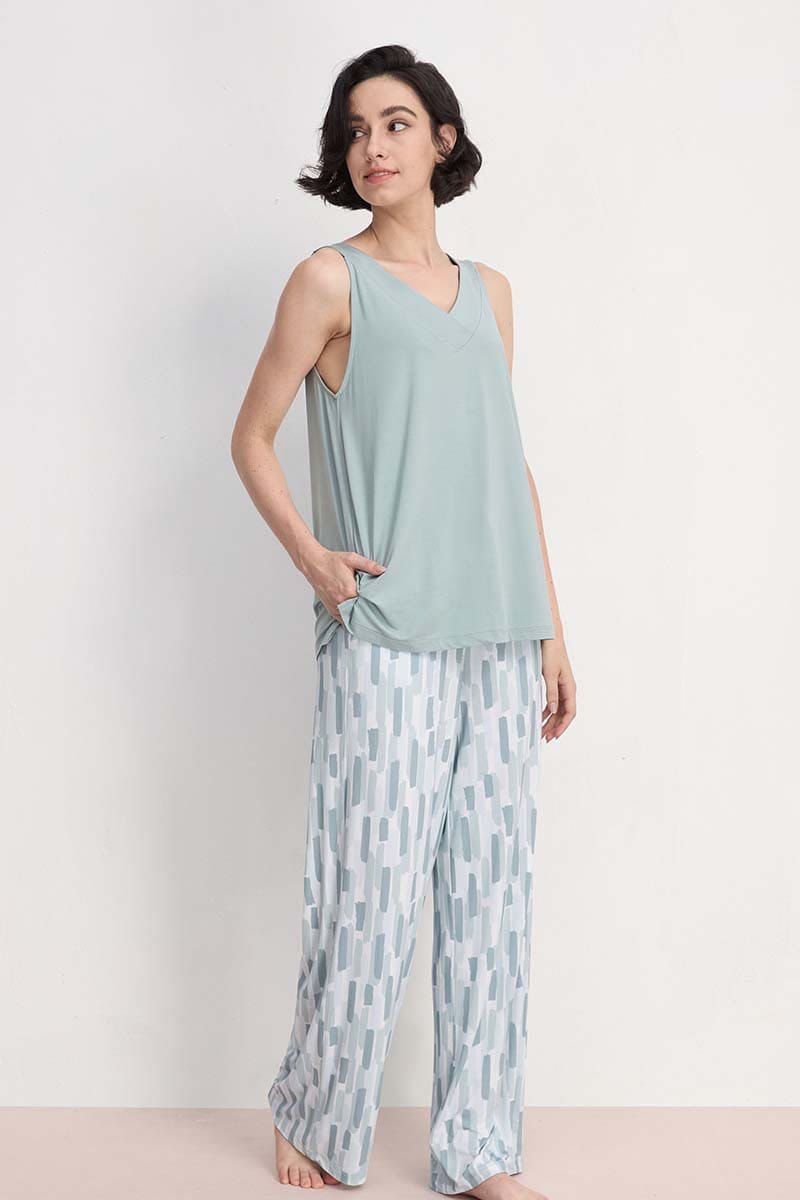 Relaxed V Neck Lounge Set For Women In Bulk,Custom Lyocell Nighty Supplier