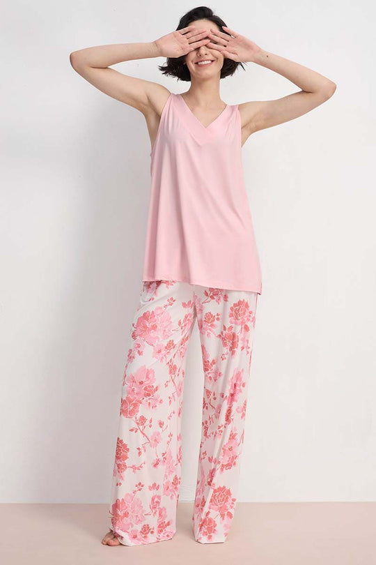 Custom Luxe Knit V-Neck Pant Set,Bulk Lyocell Nighty Supplier