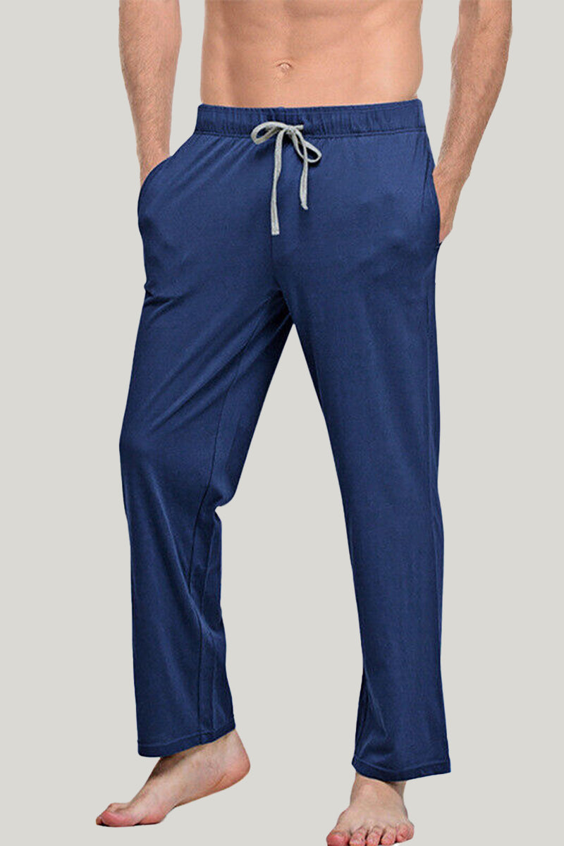 Soft And Comfortable Men'S Button Long Pajama Pants With Drawstring And Pocket Bamboo Fiber Pajama Pants