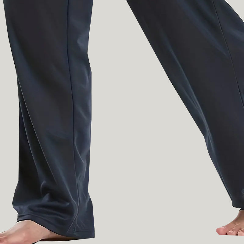 Soft And Comfortable Men'S Long Pajama Pants, Bamboo Fiber Wide-Leg Casual Pants With Drawstring And Pocket