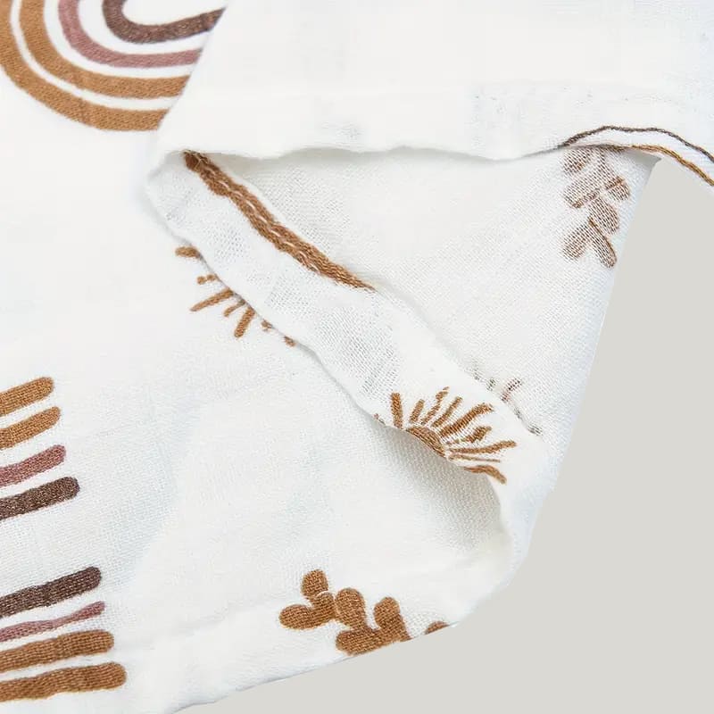 Skin-Friendly And Breathable Newborn Wraps Muslin Swaddle Blankets With Hill Sun Pattern