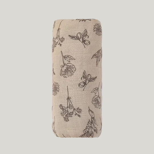 Skin-Friendly Breathable Newborn Blanket Swaddle Cotton Comfy Muslin Wraps Custom With Flower Pattern
