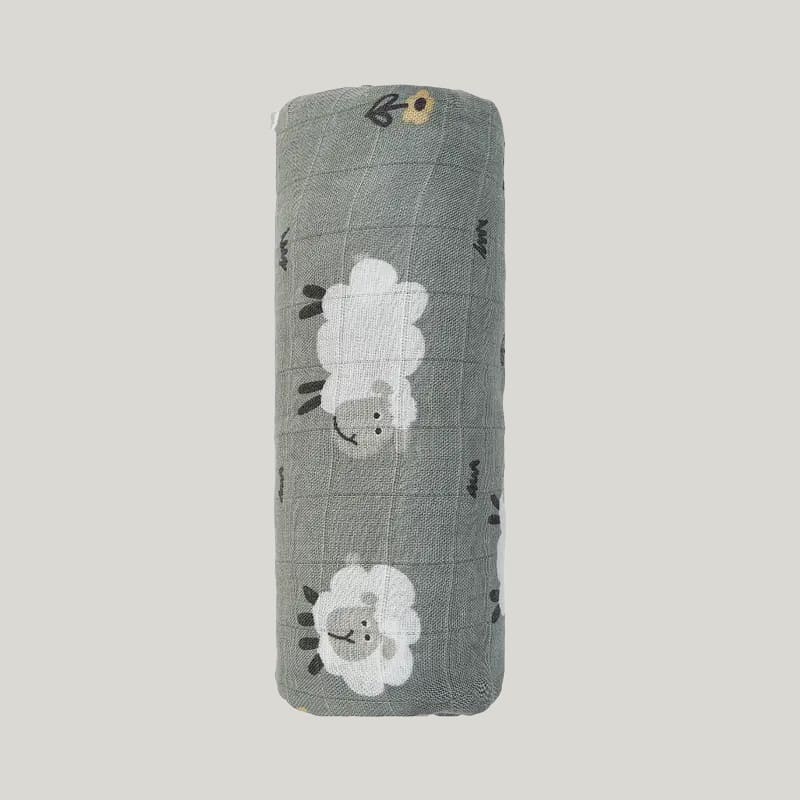 Skin-Friendly Breathable Newborn Blanket Swaddle Cotton Comfy Muslin Wraps Custom With Sheep Pattern