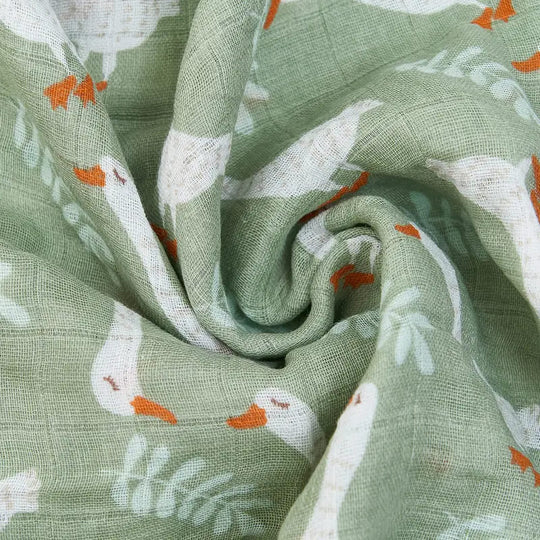 Skin-Friendly And Breathable Newborn Blanket Swaddle Comfy Muslin Cotton Wraps With Goose Pattern