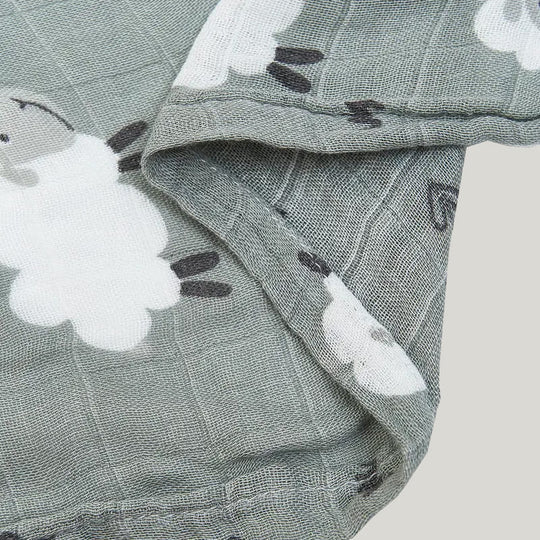 Skin-Friendly Breathable Newborn Blanket Swaddle Cotton Comfy Muslin Wraps Custom With Sheep Pattern