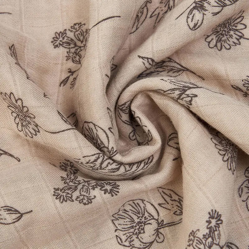 Skin-Friendly Breathable Newborn Blanket Swaddle Cotton Comfy Muslin Wraps Custom With Flower Pattern
