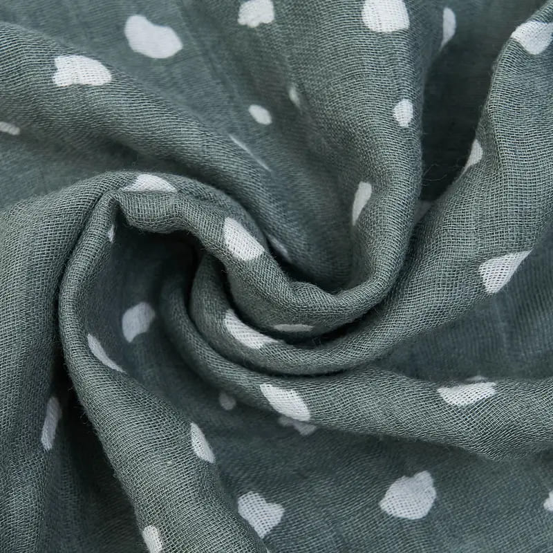 Skin-Friendly Breathable Newborn Swaddle Cotton Comfy Muslin Nursery Blankets With Polka Dot Pattern