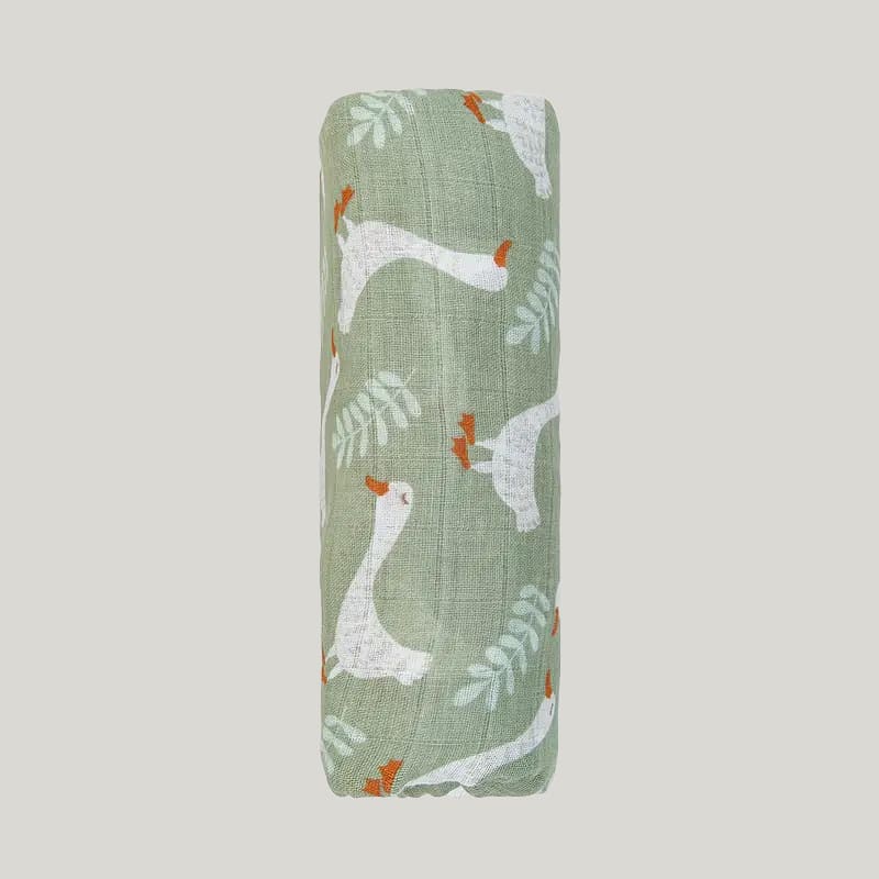 Skin-Friendly And Breathable Newborn Blanket Swaddle Comfy Muslin Cotton Wraps With Goose Pattern