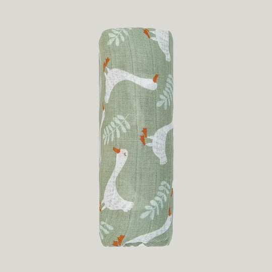 Skin-Friendly And Breathable Newborn Blanket Swaddle Comfy Muslin Cotton Wraps With Goose Pattern