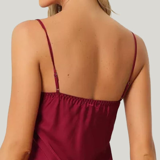 Elegant Classic Women'S Camisole Nightdress, Lace Trim Silk Nightdress