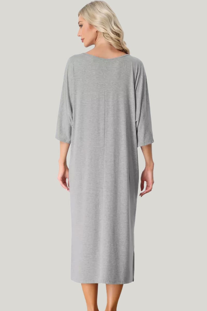 Loose And Comfortable Women'S Home Nightdress, Bamboo Fiber Nightdress With Pockets