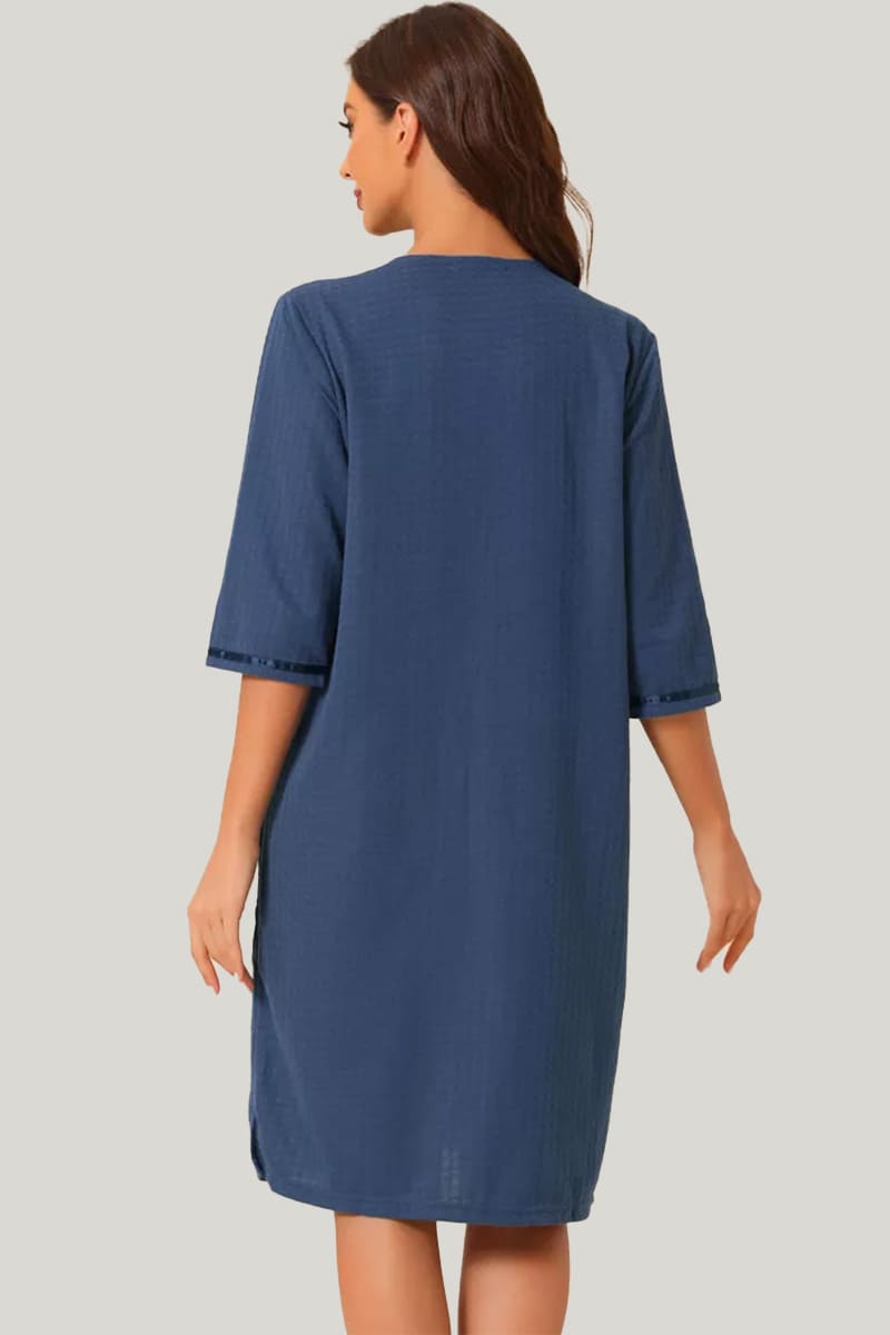 Loose And Comfortable Women'S Home Nightgown With Zipper Pocket Nightgown Robe