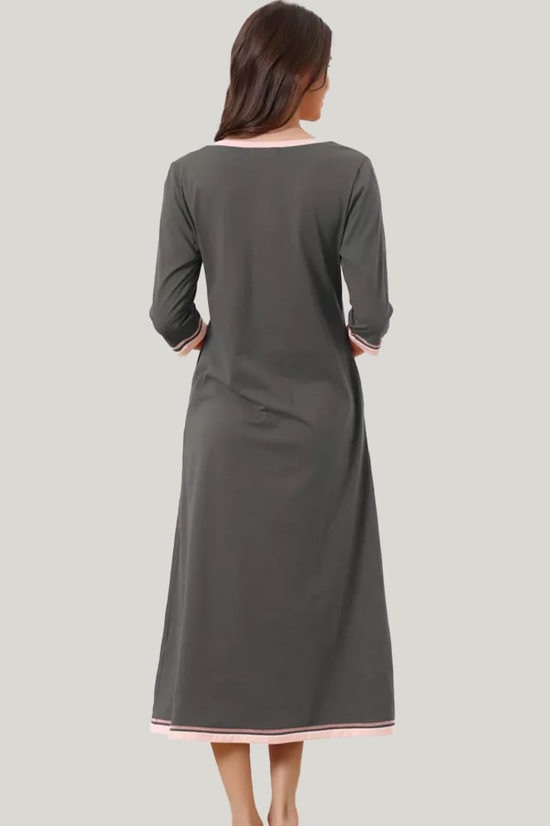 Soft And Skin-Friendly Women'S Long-Sleeved Nightgown
