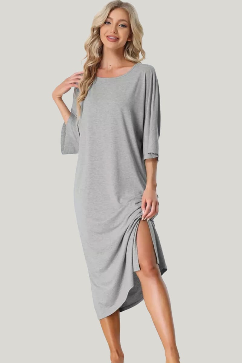 Loose And Comfortable Women'S Home Nightdress, Bamboo Fiber Nightdress With Pockets