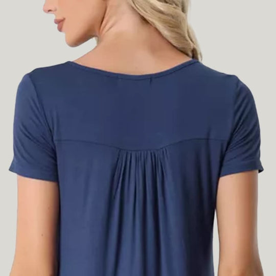 Soft And Comfortable Home Long-Sleeved Nightdress With Pleats
