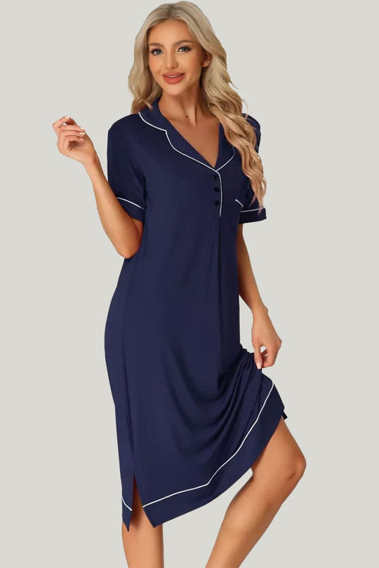 Soft And Comfortable Long-Sleeved Women'S Raglan Nightgown