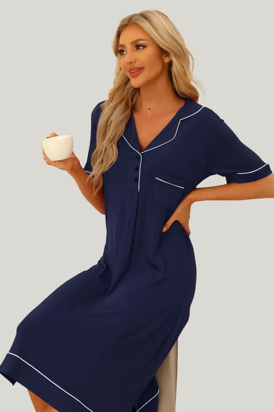 Soft And Comfortable Long-Sleeved Women'S Raglan Nightgown