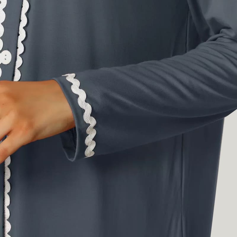 Soft And Skin-Friendly Women'S Short-Sleeved Button Nightgown