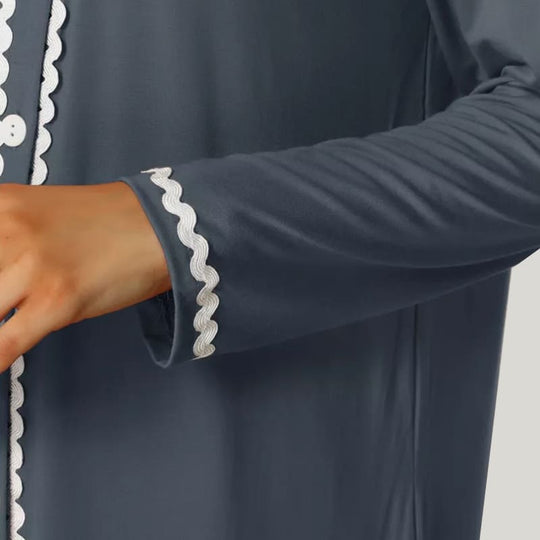 Soft And Skin-Friendly Women'S Short-Sleeved Button Nightgown