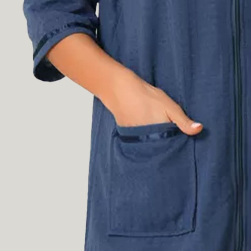 Loose And Comfortable Women'S Home Nightgown With Zipper Pocket Nightgown Robe