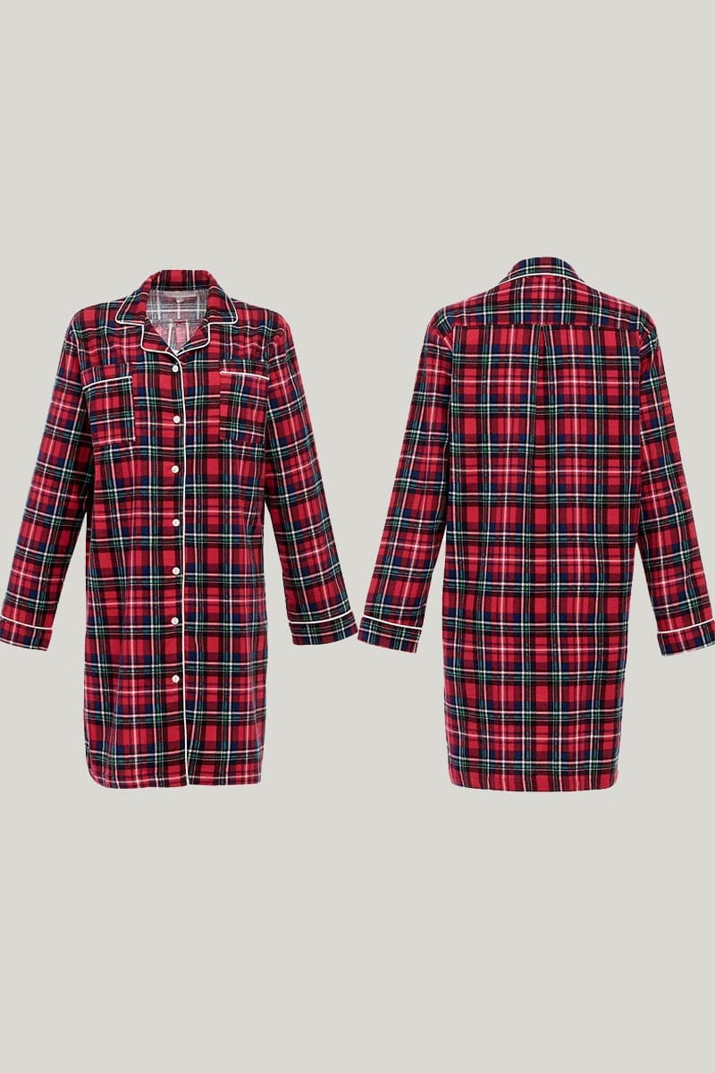Comfortable And Breathable Pure Cotton Checkered Nightdress