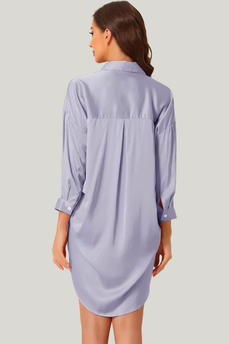Elegant Classic Women'S Welted Nightdress With Buttons And Long Hem Nightdress