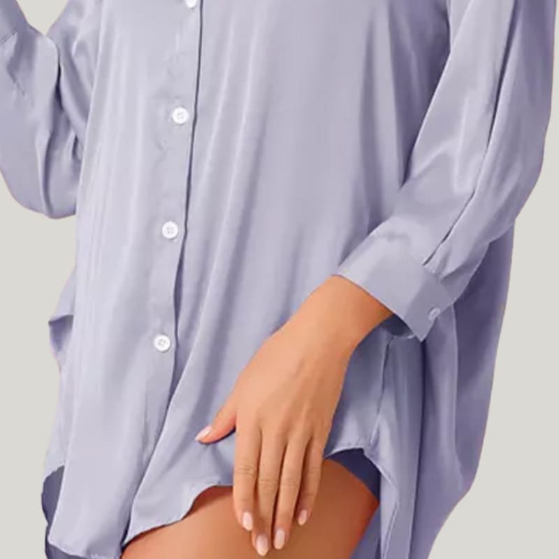Elegant Classic Women'S Welted Nightdress With Buttons And Long Hem Nightdress