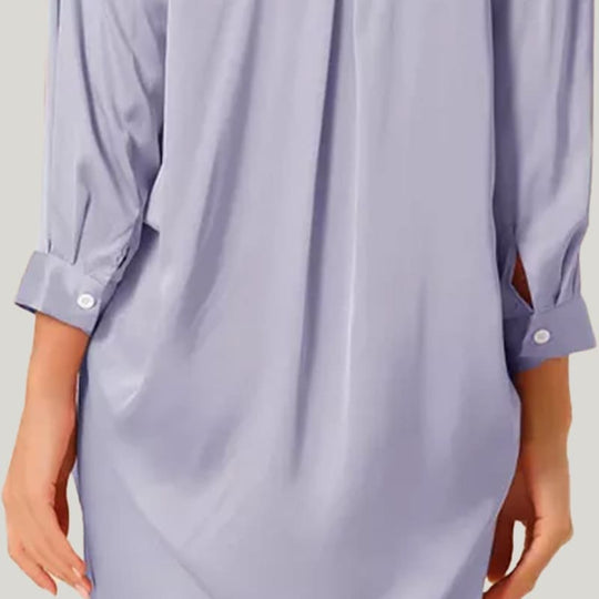 Elegant Classic Women'S Welted Nightdress With Buttons And Long Hem Nightdress