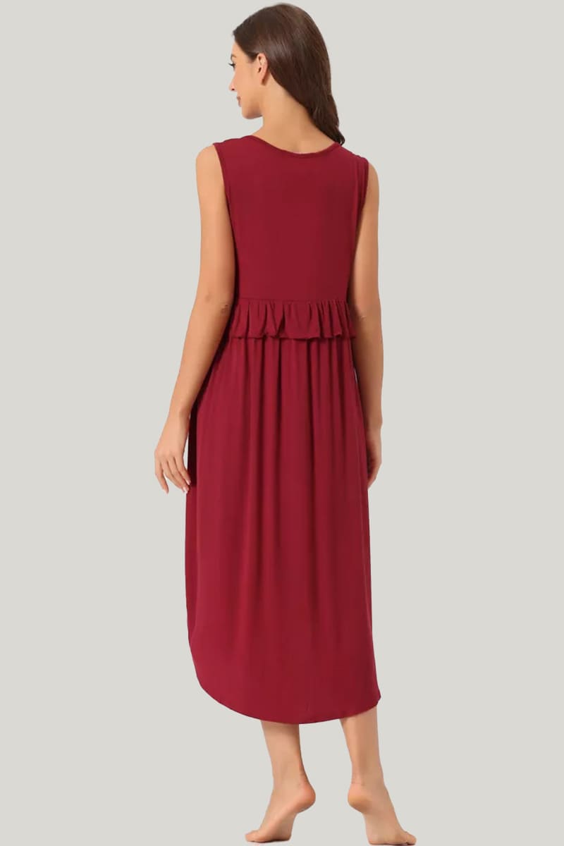 Soft And Skin-Friendly Women'S Short-Sleeved Button Nightgown