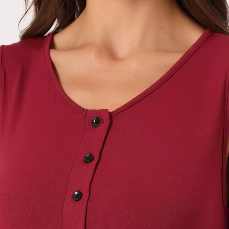 Soft And Skin-Friendly Women'S Short-Sleeved Button Nightgown