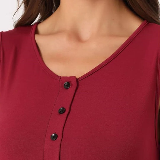 Soft And Skin-Friendly Women'S Short-Sleeved Button Nightgown