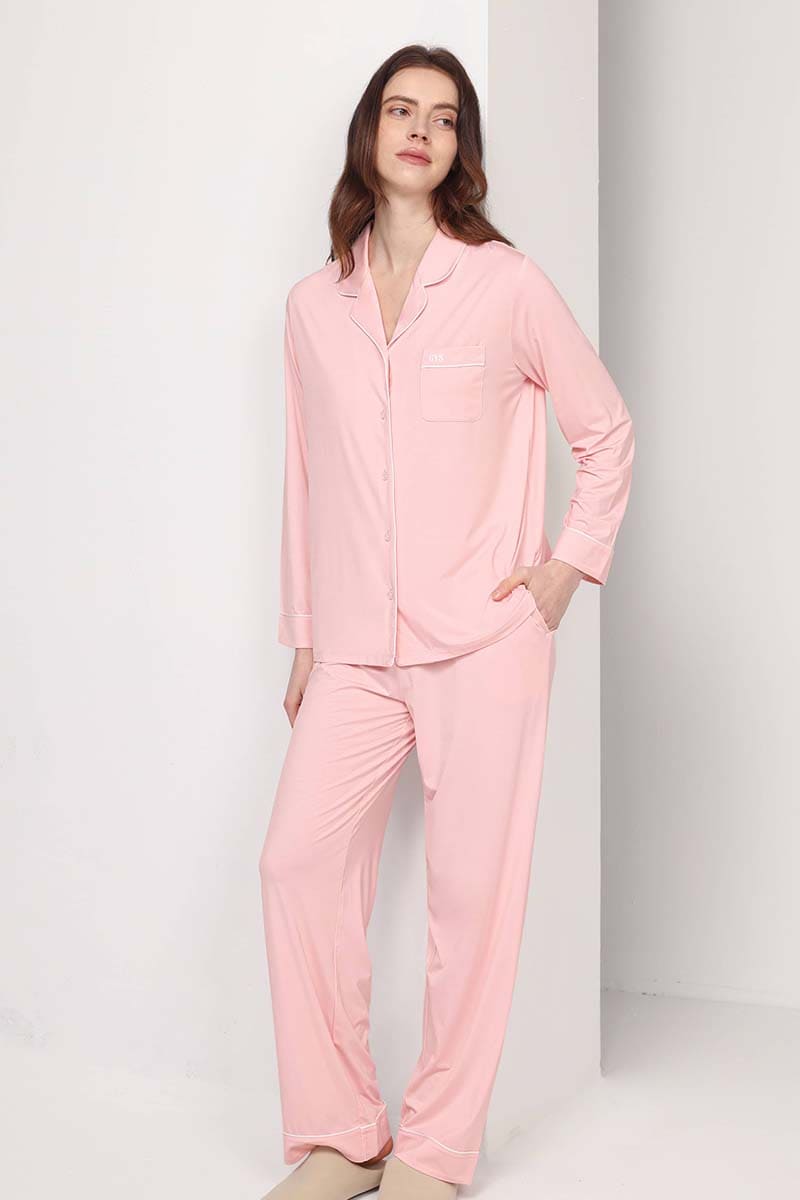 Private Label Piped Pj Sets,Bulk Lyocell Sleepwear Supplier