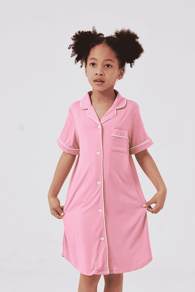 Custom Plain Kids Bamboo Sleepshirt Nightshirt Manufacturer-2416520372