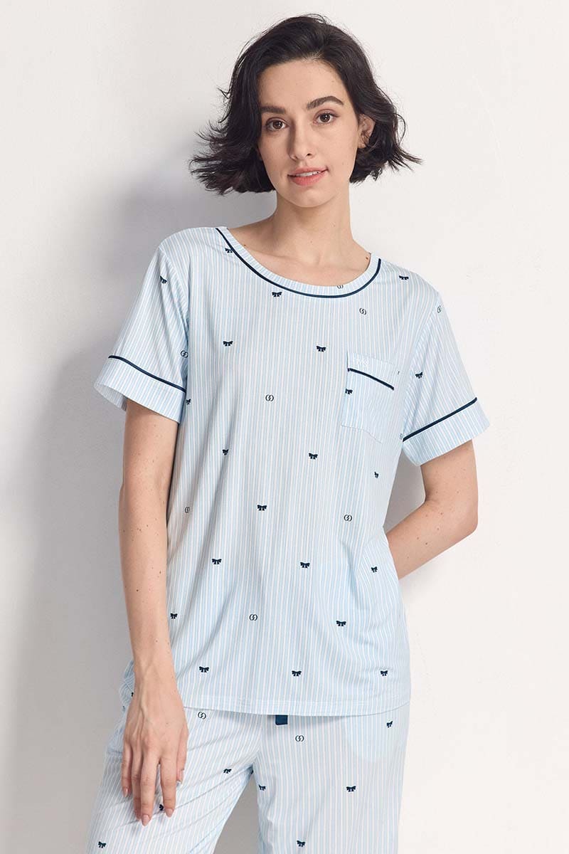 Private Label Stripe Pj Sets,Bulk Lyocell Nighty Supplier