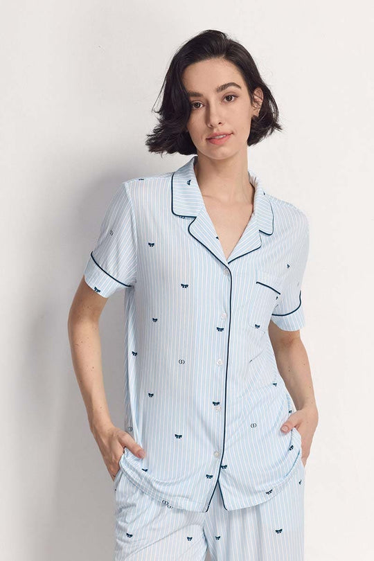 Custom Stripe Pj Sets,Bulk Lyocell Nighty Supplier