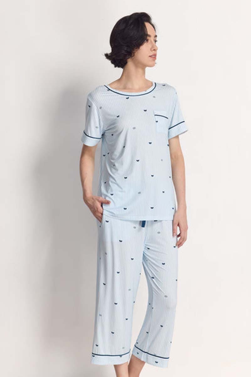 Private Label Stripe Pj Sets,Bulk Lyocell Nighty Supplier