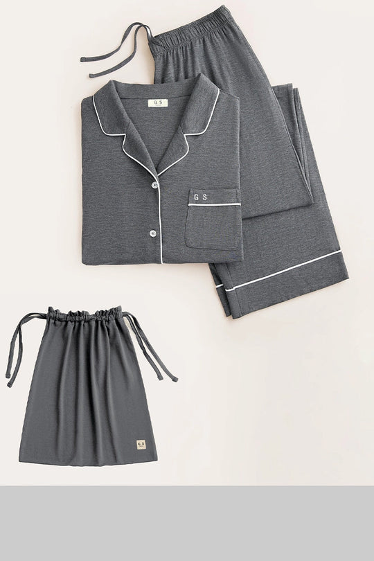 Custom Piping Bamboo Pyjama,Bulk Nighty Supplier-2616830070